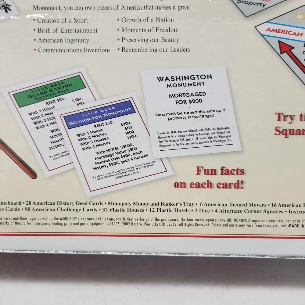 Monopoly America Special Edition Board Game New Sealed 2002